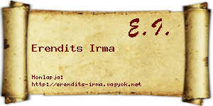 Erendits Irma névjegykártya